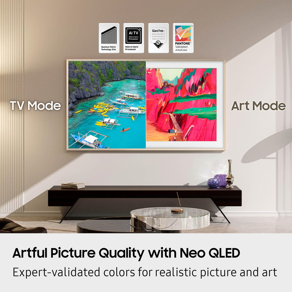 Samsung 32-Inch Class QLED The Frame LS03C Series, 1080p Resolution, Quantum HDR, Art Mode, Anti-Reflection Matte Display, Slim Fit Wall Mount Included, Smart TV w/Alexa Built-in (QN32LS03CB)
