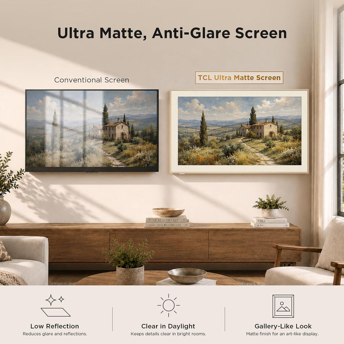 TCL 55" Designer Series Picture Frame TV, QLED 4K, 55A300L, 2026 Version
