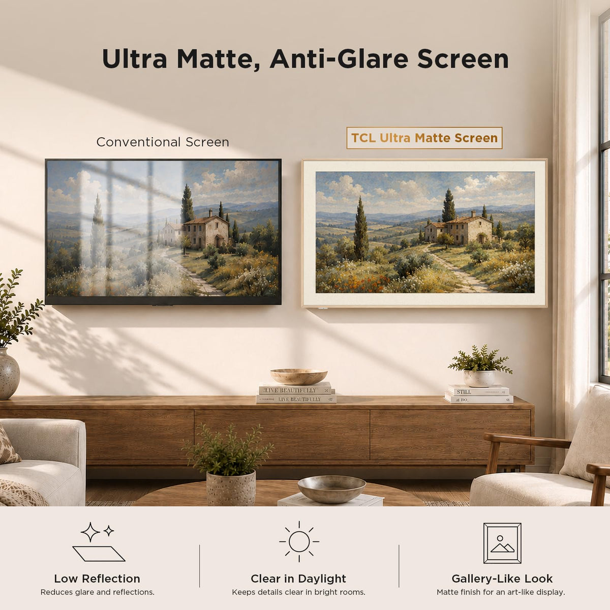 TCL 55" Designer Series Picture Frame TV, QLED 4K, 55A300L, 2026 Version