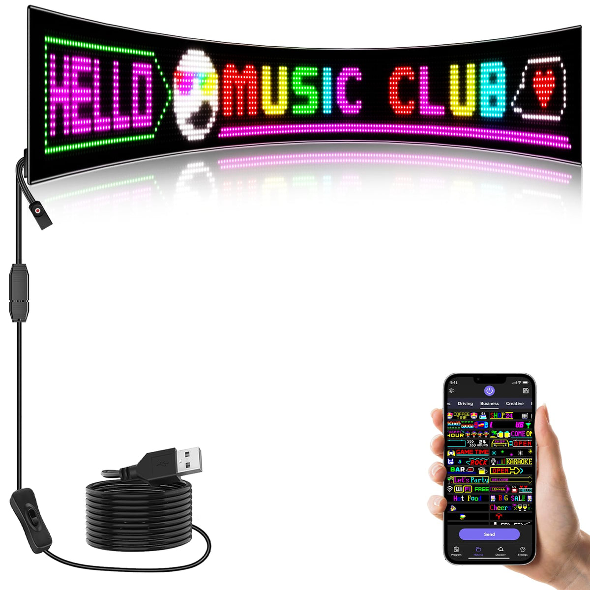LED signs for business,APP control DIY text,LED window ads display screen