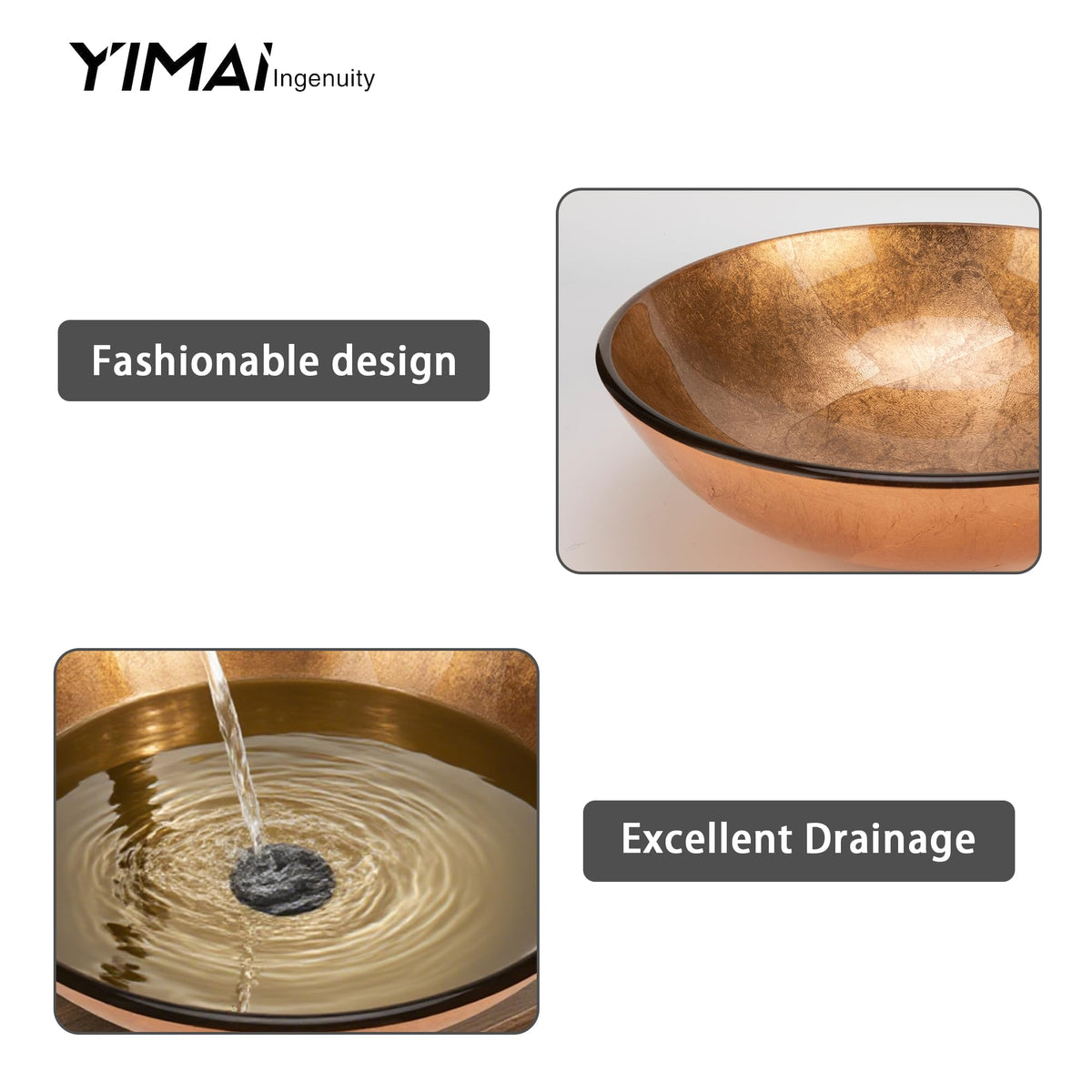 Design Vessel Sink Concrete Bathroom Sink above Counter Small Vessel Sink Bathroom Sink Bowl Countertop Modern Sinks with Faucet and Drain Combo 15.7" Round Gray