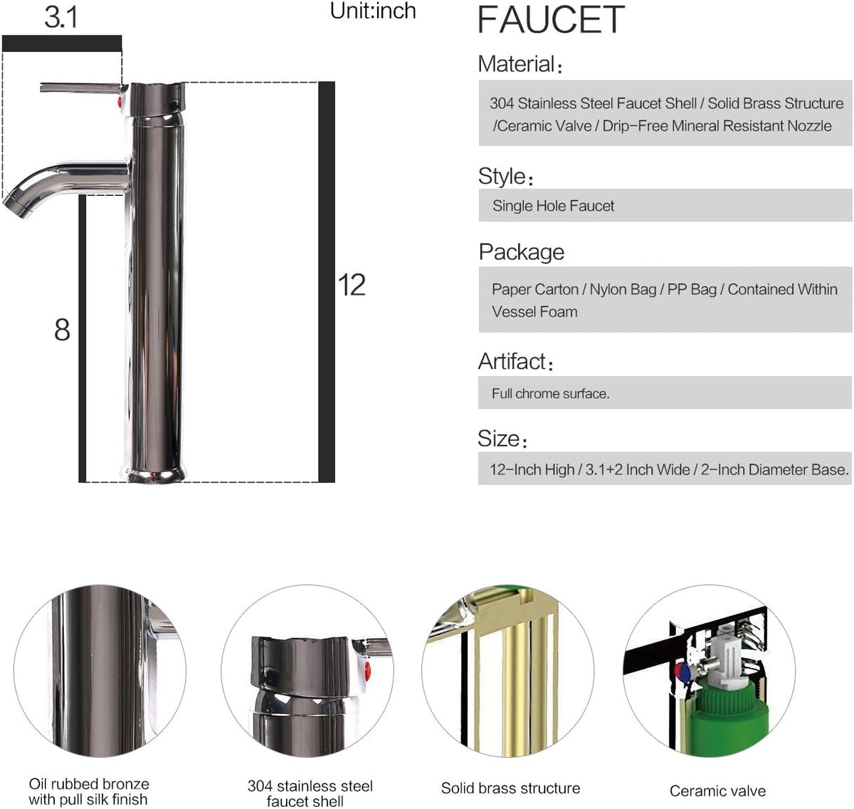 YOURLITE Bathroom Artistic Vessel Sink, Tempered Glass Countertop Bowl Sink
