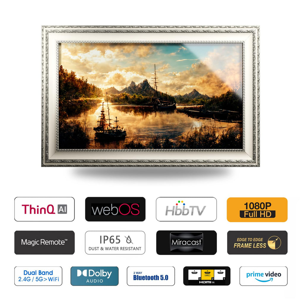 Soulaca 55 inches Smart Waterproof Mirror TV 4K UHD webOS Built-in ATSC DTV Tuner Voice Control, Large Bathroom & Indoor Hotel Resort Television Wall-Mount Big Screen Pool