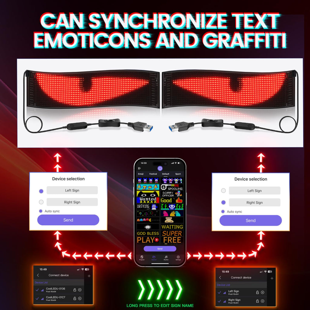 KJOY Bright Large Programmable LED Sign, 77''x8'' Flexible Scrolling LED Sign, Bluetooth App Control Custom Text Digital LED Display for Store, Schools, coffee, shop, Hotel