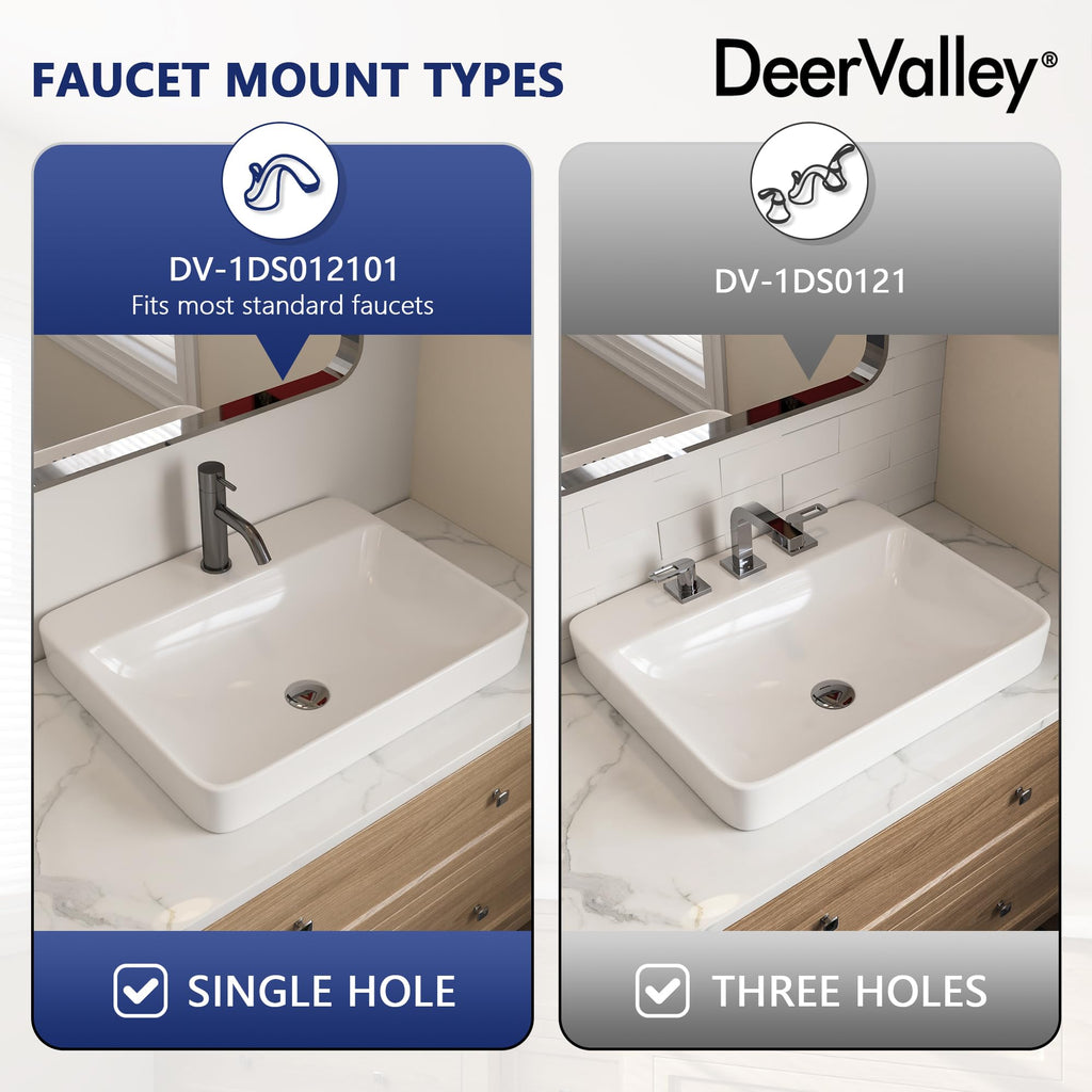 DeerValley Modern Drop In Bathroom Sink White 20"x17" Oval Vanity Art Basin