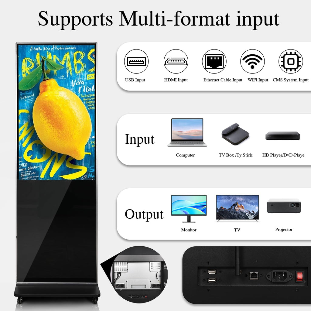43" Touch Digital Signage Display Kiosk Floor Stand Advertising