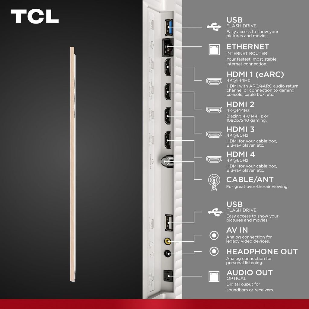 TCL 55" NXTVISION Series Picture Frame TV, Google Smart TV QLED 4K, 55A300W