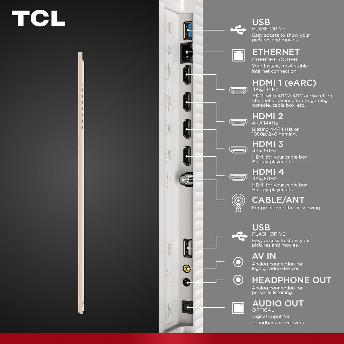 TCL 55" NXTVISION Series Picture Frame TV, Google Smart TV QLED 4K, 55A300W