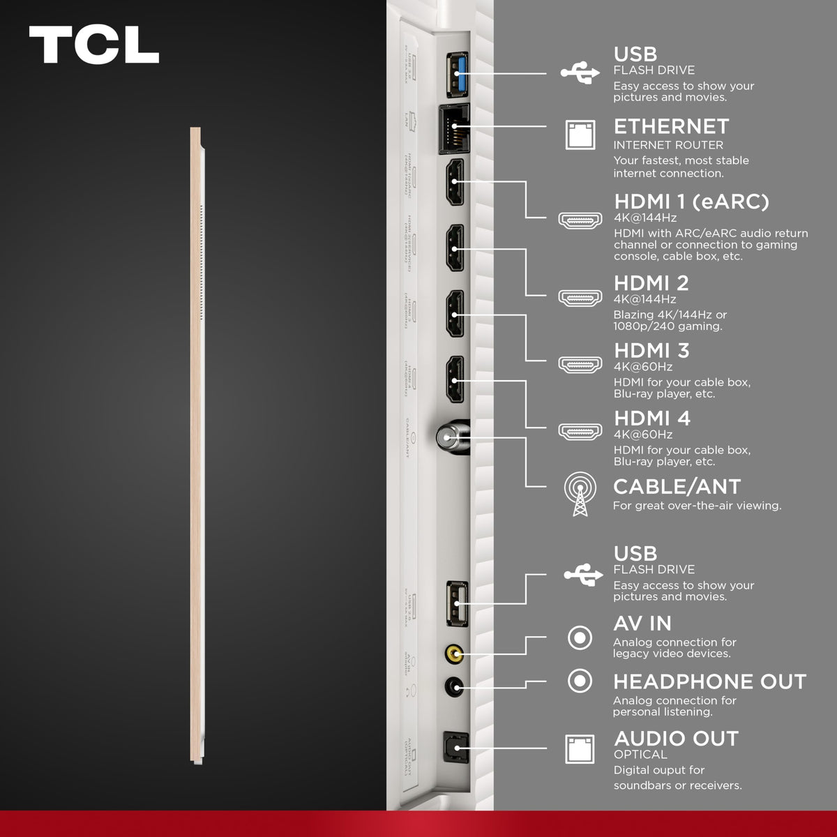TCL 55" NXTVISION Series Picture Frame TV, Google Smart TV QLED 4K, 55A300W