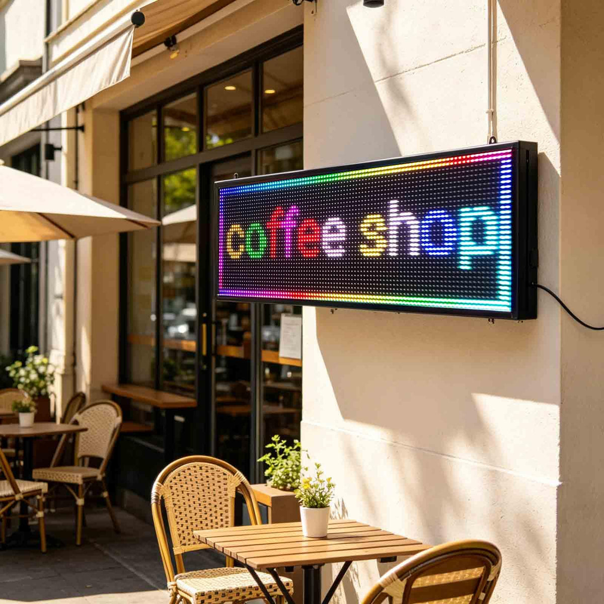 Programmable LED Sign Outdoor Full Color â 39"x8" Scrolling Message Board, Custom Digital Advertising Display, WiFi Control, High Brightness Neon Business Sign for Store, Bar, Restaurant