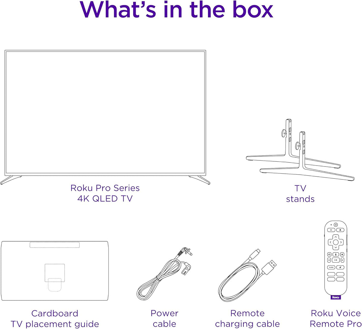 Roku Smart TV â 55-Inch Pro Series 4K QLED RokuTV with Backlit Roku Voice Remote Pro, Dolby Vision IQ, 120Hz Refresh Rate â Live Local News, Sports, Gaming