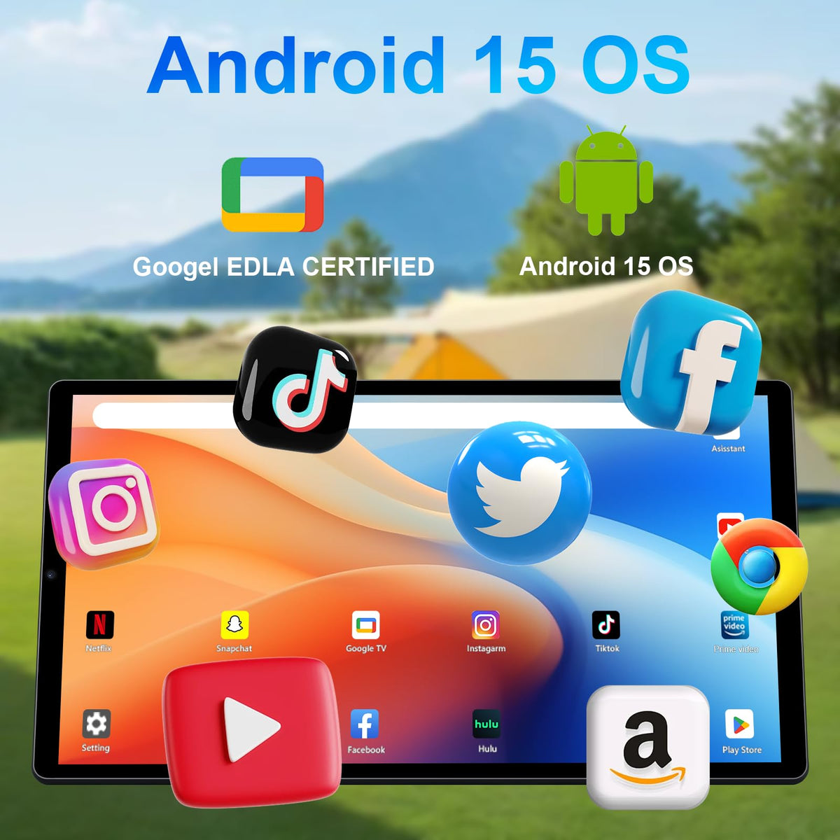 32-Inch FHD Smart Portable TV, Rolling TV on Wheels, Built-in Battery, Android 15 OS, Touch Screen Monitor, 6GB RAM + 128GB Storage, 8MP Camera, Full Swivel Rotation, Voice Remote