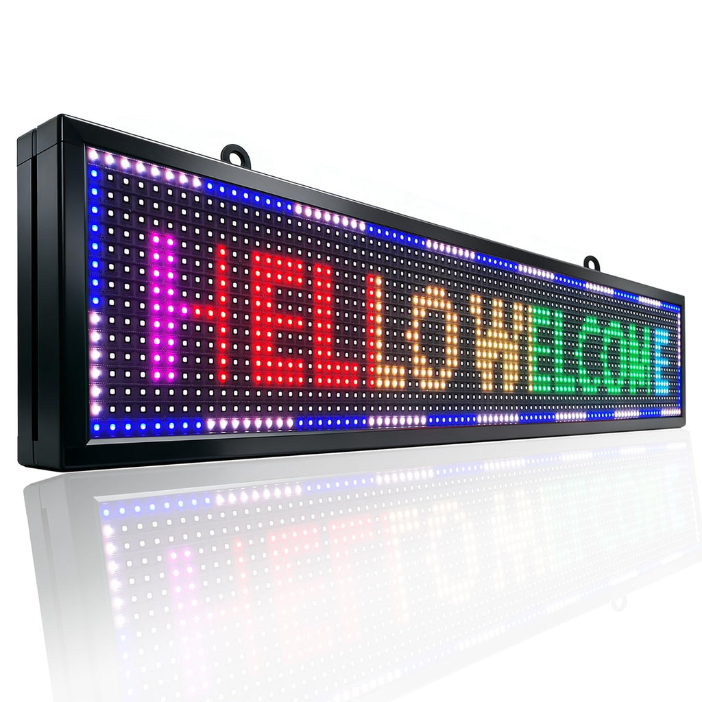 P3 Programmable LED Sign 40"x17" Full Color Outdoor Digital Message Board WiFi Control, IP65 Waterproof, 5000cd Brightness, Scrolling Text/Image/Video Display for Business Store Restaurant Advertising