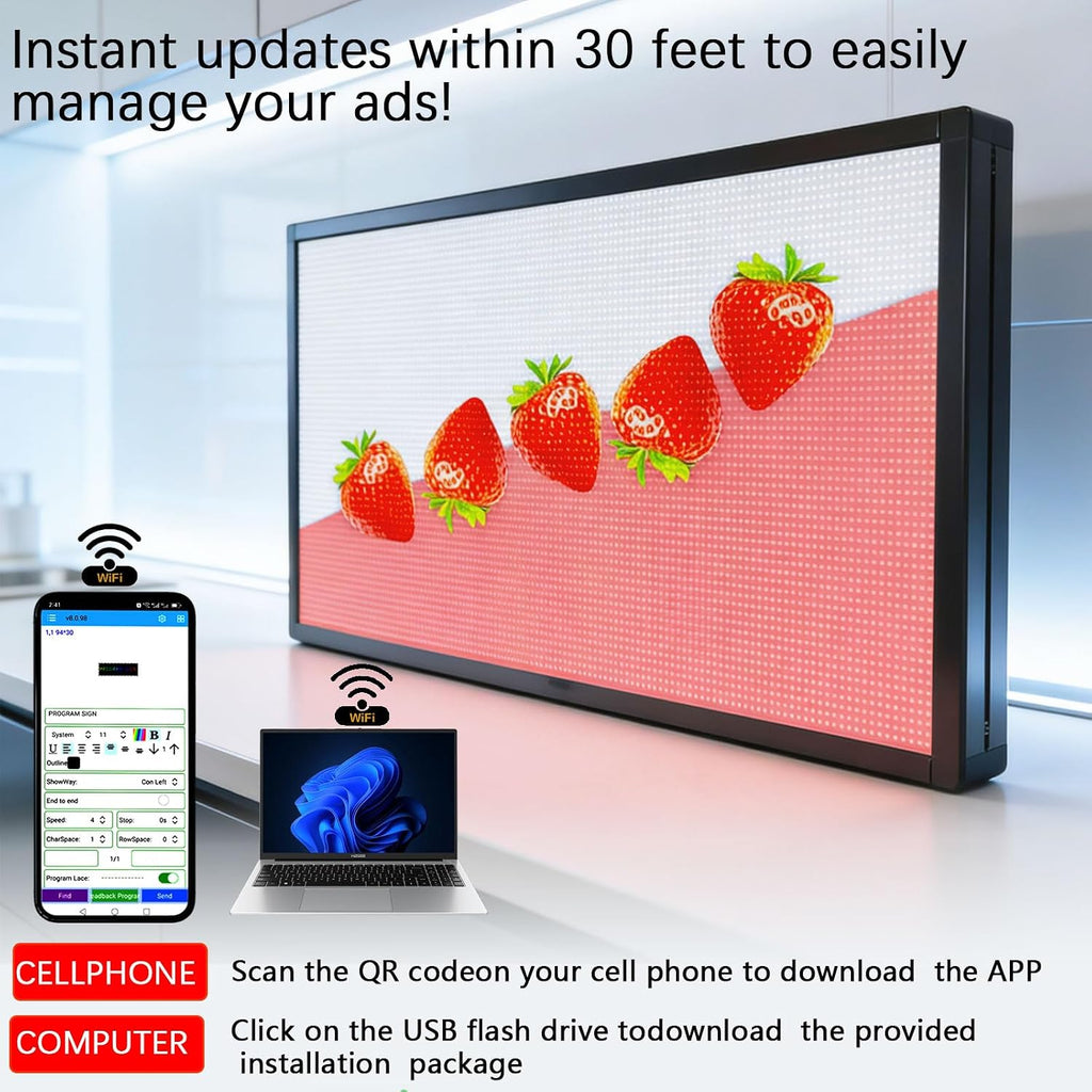 Led Sign Outdoor Programmable Scrolling Digital Open Neon P6 40''x17''
