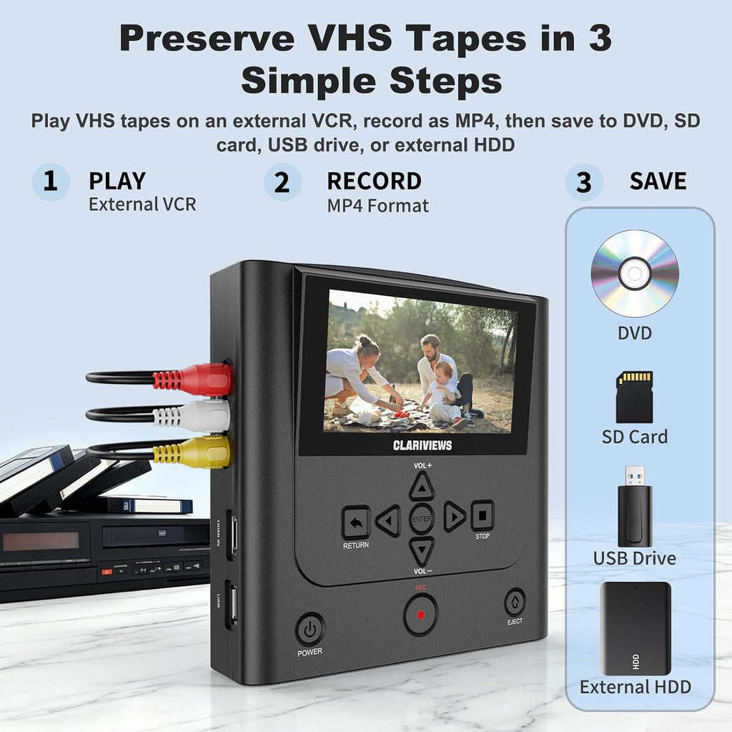 VHS to DVD Recorder & Digital Converter, AV & HDMI Inputs, No PC Needed