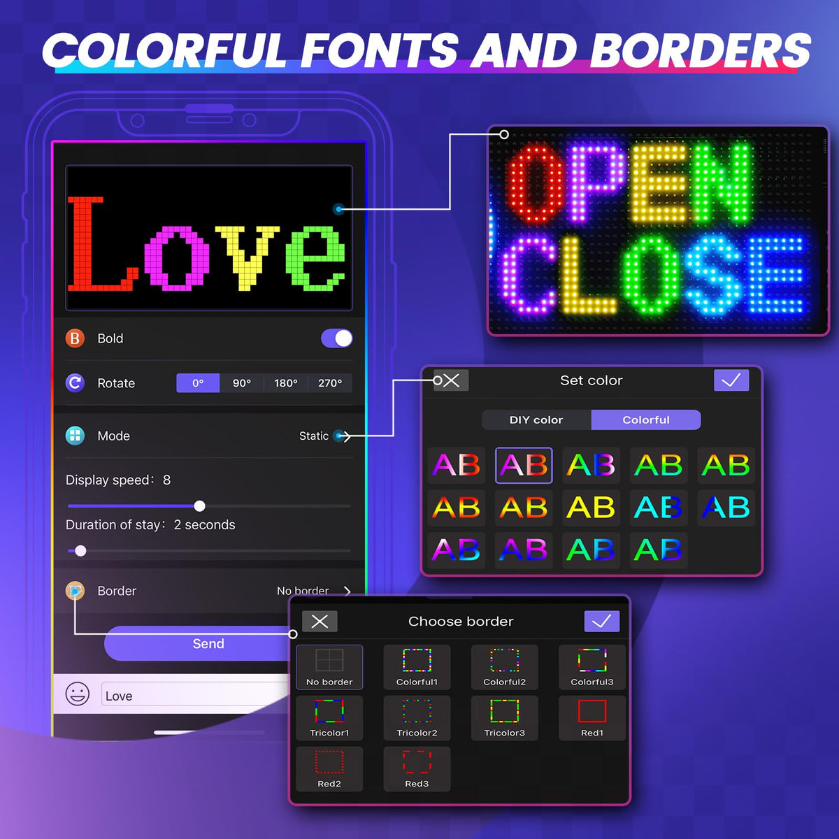 Rayhome Full Color Dual Row Programmable LED Sign, 43''x6.3'' Flexible P5 USB Bluetooth APP Control LED Signs Custom Text Message Pattern Scrolling LED Display for Store Bar Hotel School.