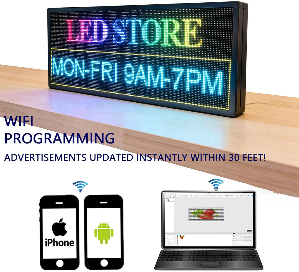 HS P6 40''x17'' Led sign Outdoor Digital Open Neon Programmable Scrolling
