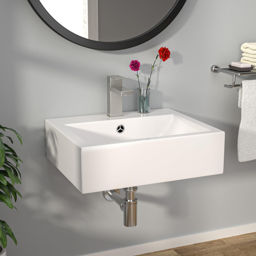 Kichae 16"x12" Vessel Sink Rectangle - Modern Above Matte Black Porcelain Ceramic Bathroom Vessel Vanity Sink Bowl Art Basin