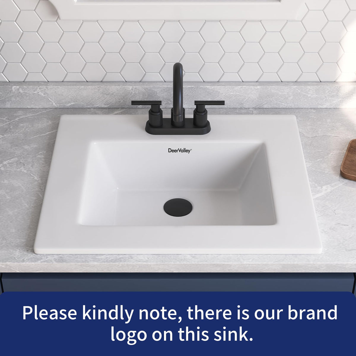 DeerValley Modern Drop In Bathroom Sink White 20"x17" Oval Vanity Art Basin