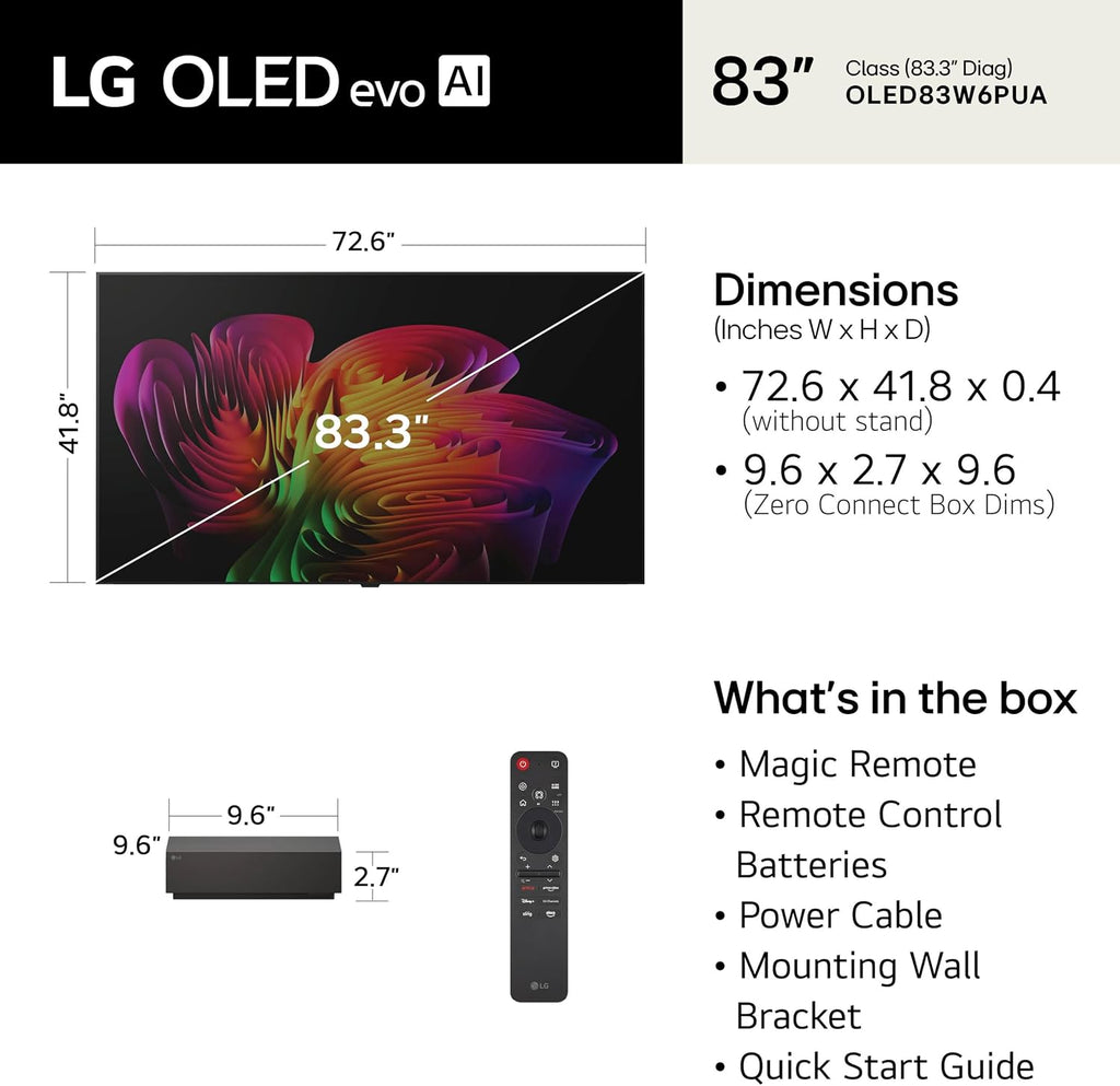 LG 83-Inch OLED evo AI 4K W6 Wallpaper Series Smart TV, 2026 Model