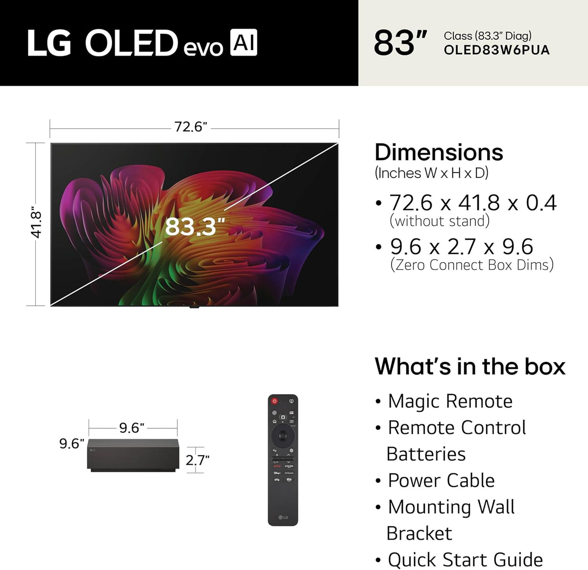 LG 83-Inch OLED evo AI 4K W6 Wallpaper Series Smart TV, 2026 Model