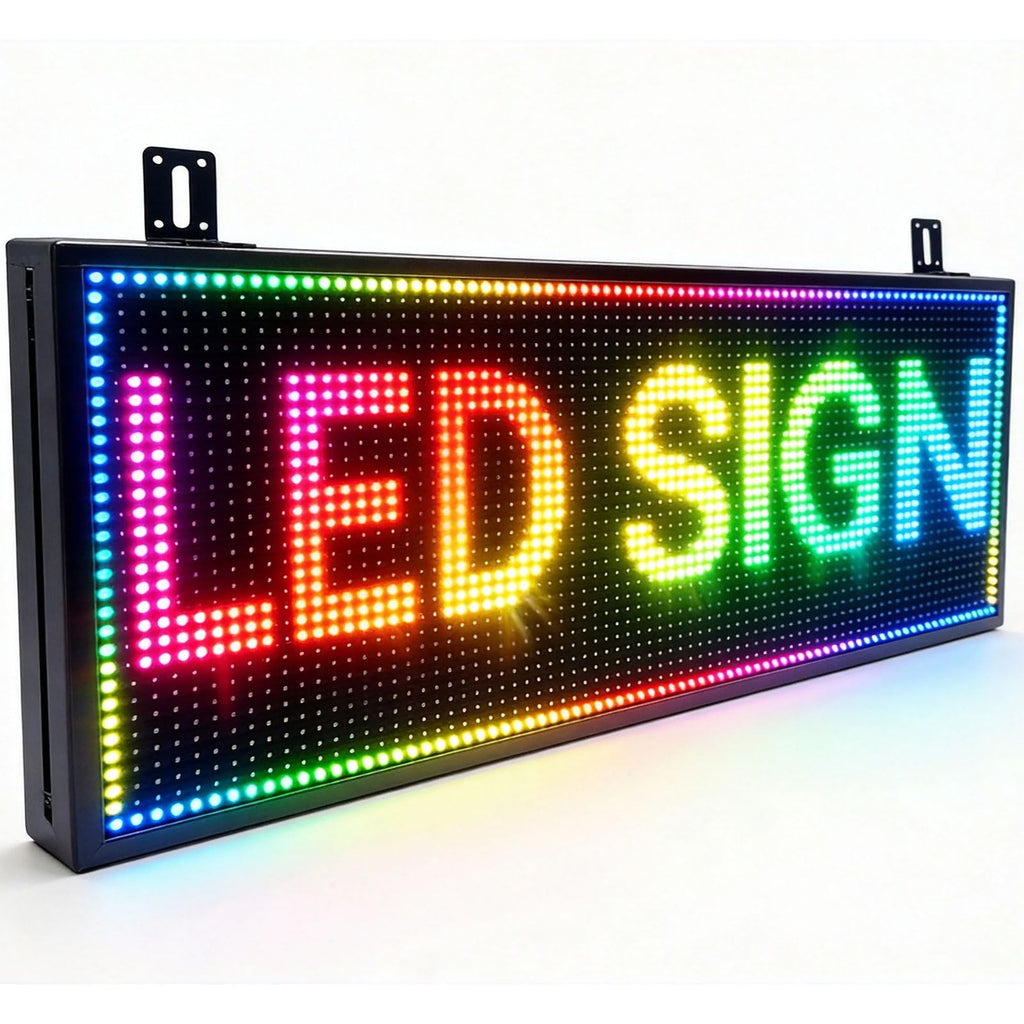 P6 Programmable Led Sign Custom Scrolling Outdoor Digital Signs For Businesses Display Screen Electronic Message Board Stock Ticker Advertising Pixel Led Panel Marquee 40"X17"