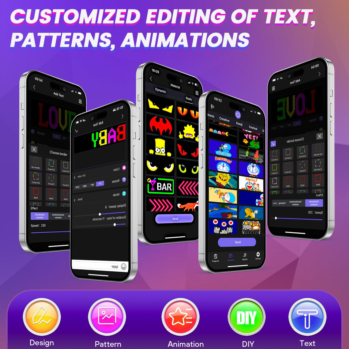 Rayhome Full Color Dual Row Programmable LED Sign, 43''x6.3'' Flexible P5 USB Bluetooth APP Control LED Signs Custom Text Message Pattern Scrolling LED Display for Store Bar Hotel School.