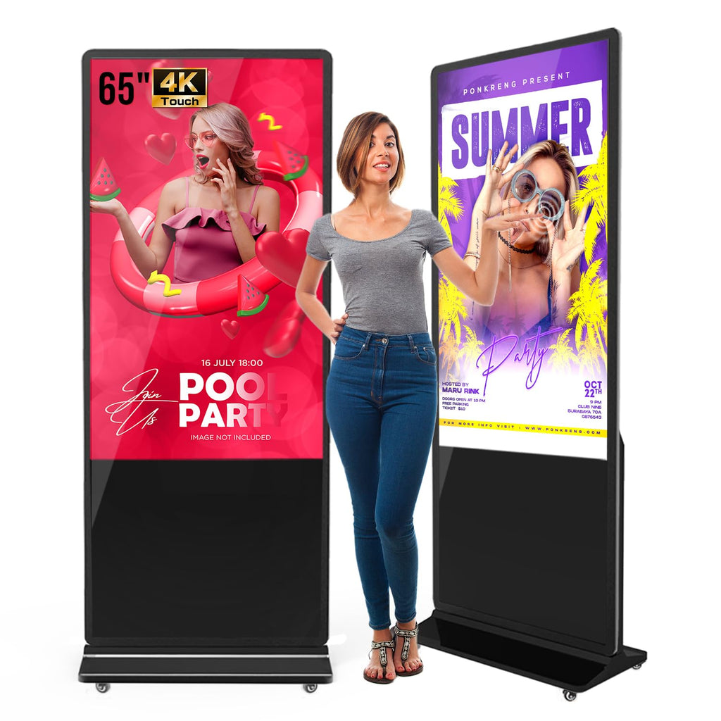 MWE 43 Inch Indoor Floor Standing Digital Signage Advertising Display Kiosk LCD Screen Commercial Totem Android System Vertical Poster with Auto Media Player