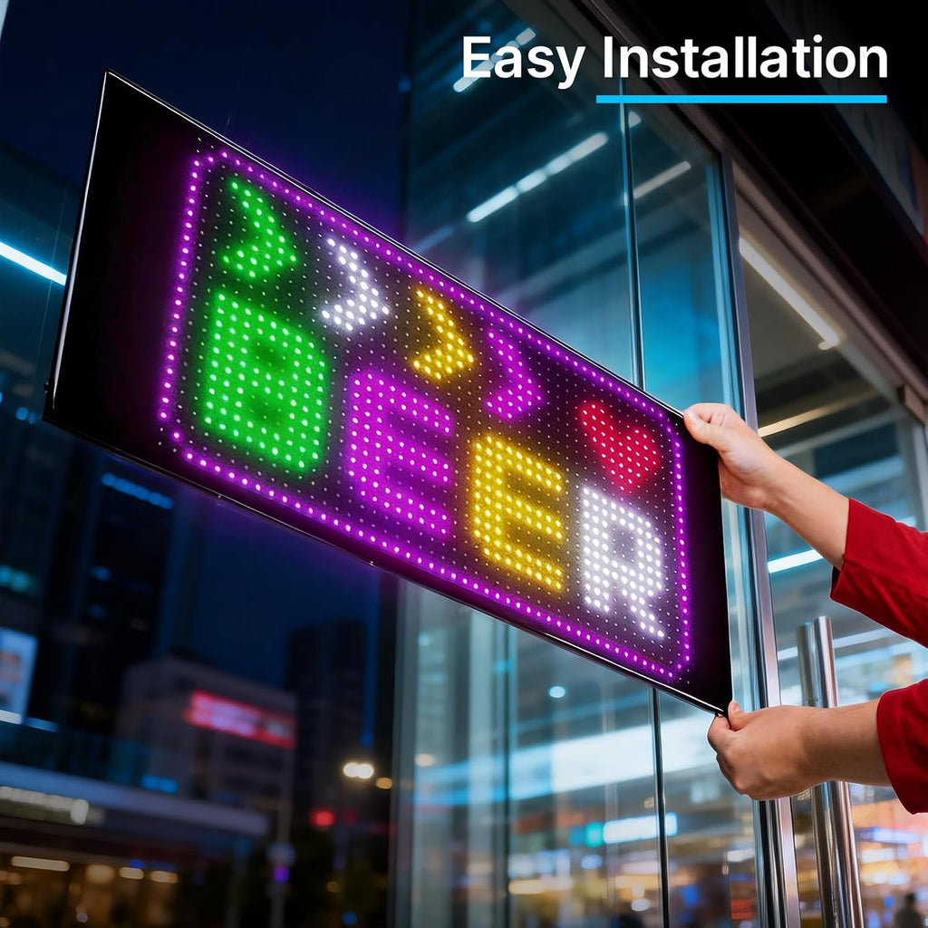 HYPERLITE Scrolling LED Sign: Custom Text LED Display 35.4" x 7.6" - USB LED Advertising Sign - Programmable LED Sign - for Business Party Birthday Decorations