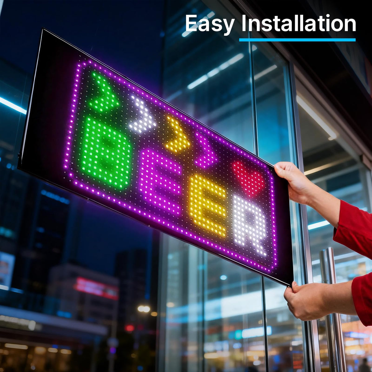 HYPERLITE Scrolling LED Sign: Custom Text LED Display 35.4" x 7.6" - USB LED Advertising Sign - Programmable LED Sign - for Business Party Birthday Decorations