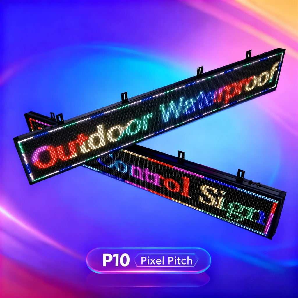 P10 LED Programmable Advertising Sign, High Brightnes Outdoor Digital Sign Waterproof, WiFi Control LED Open Signs for Business, Electronic Message Display Board 115"X14"