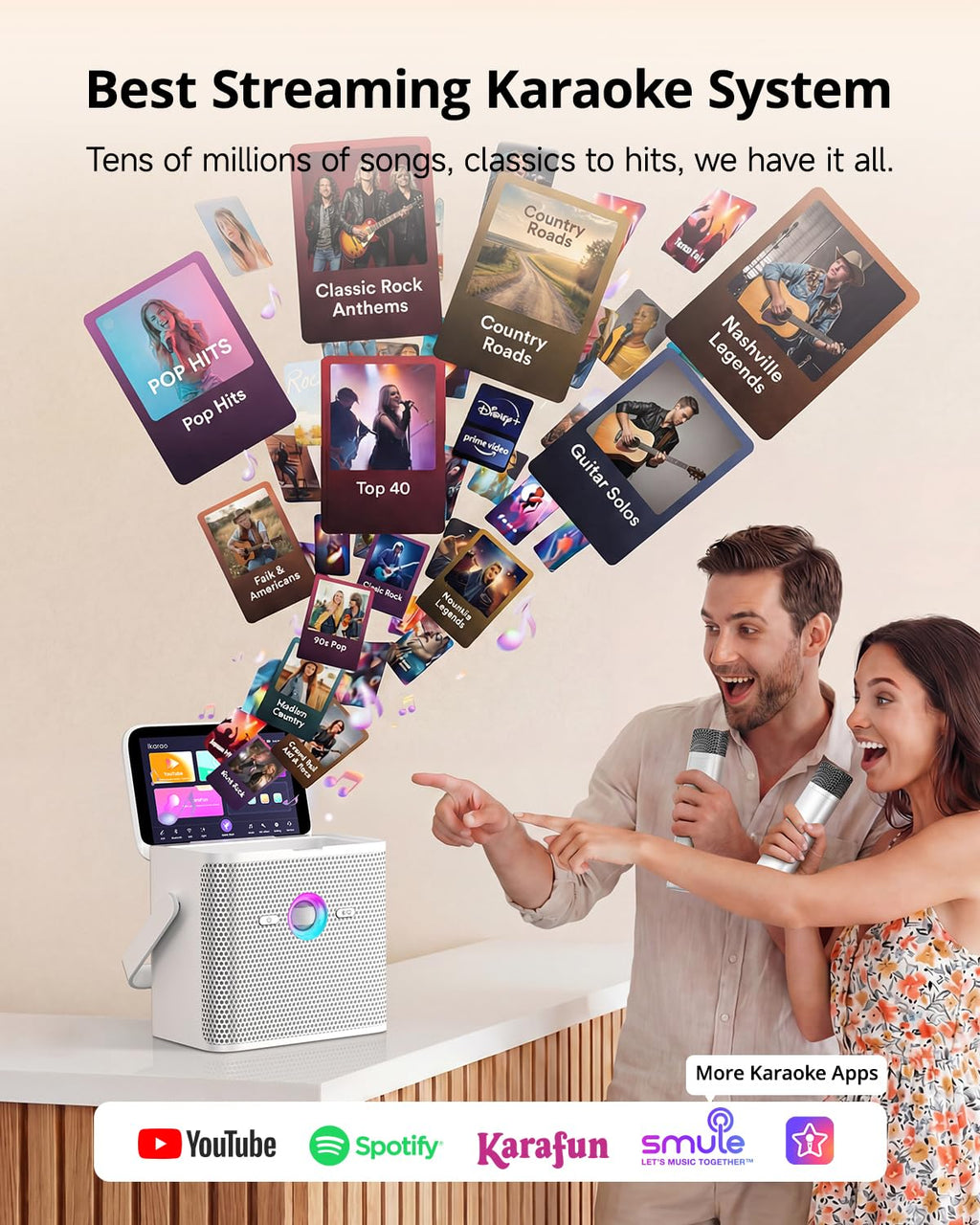 Ikarao Karaoke Machine with Lyrics Display, Professional Karaoke System