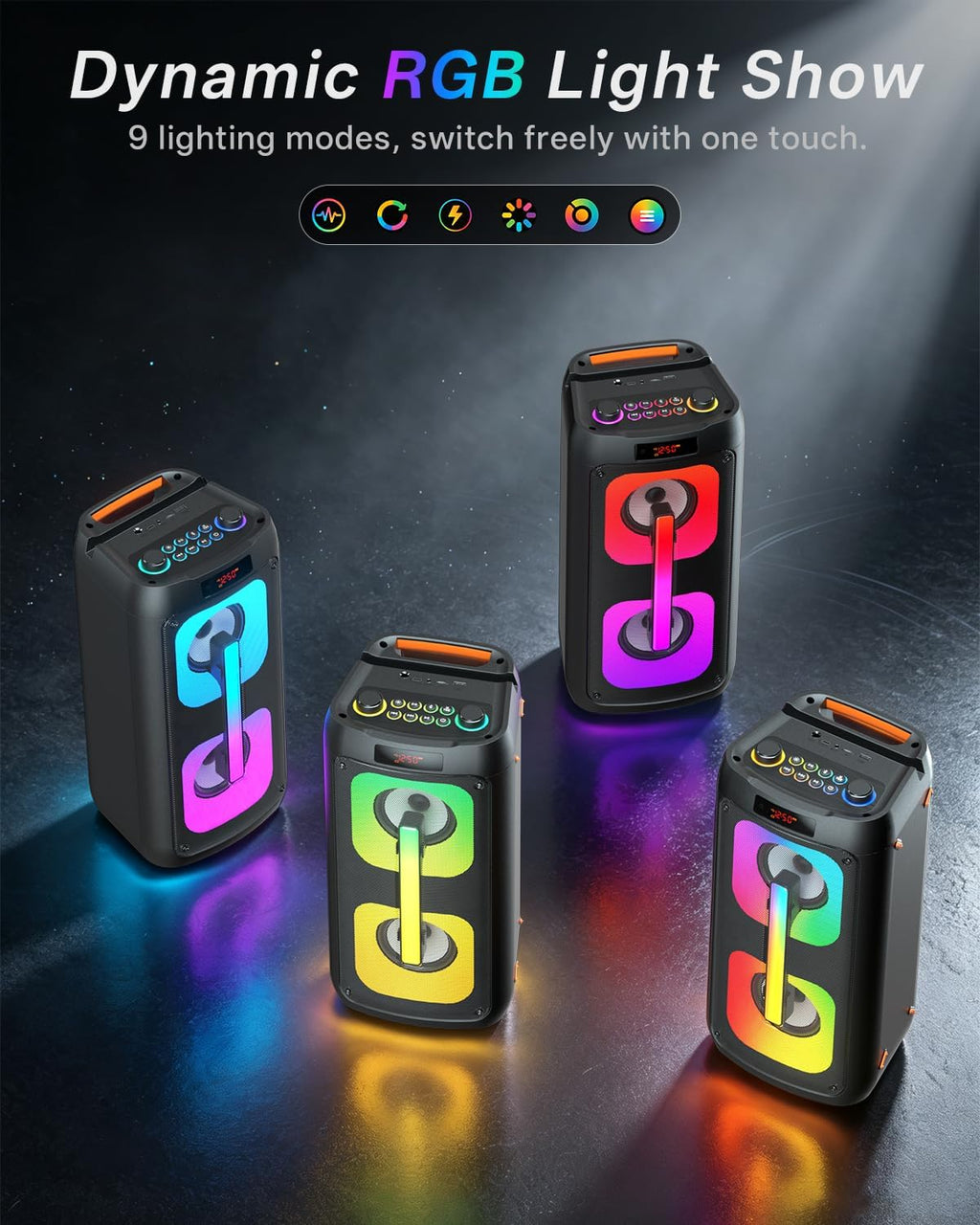 Karaoke Machine Portable Outdoor Speaker with 2 Wireless Microphones