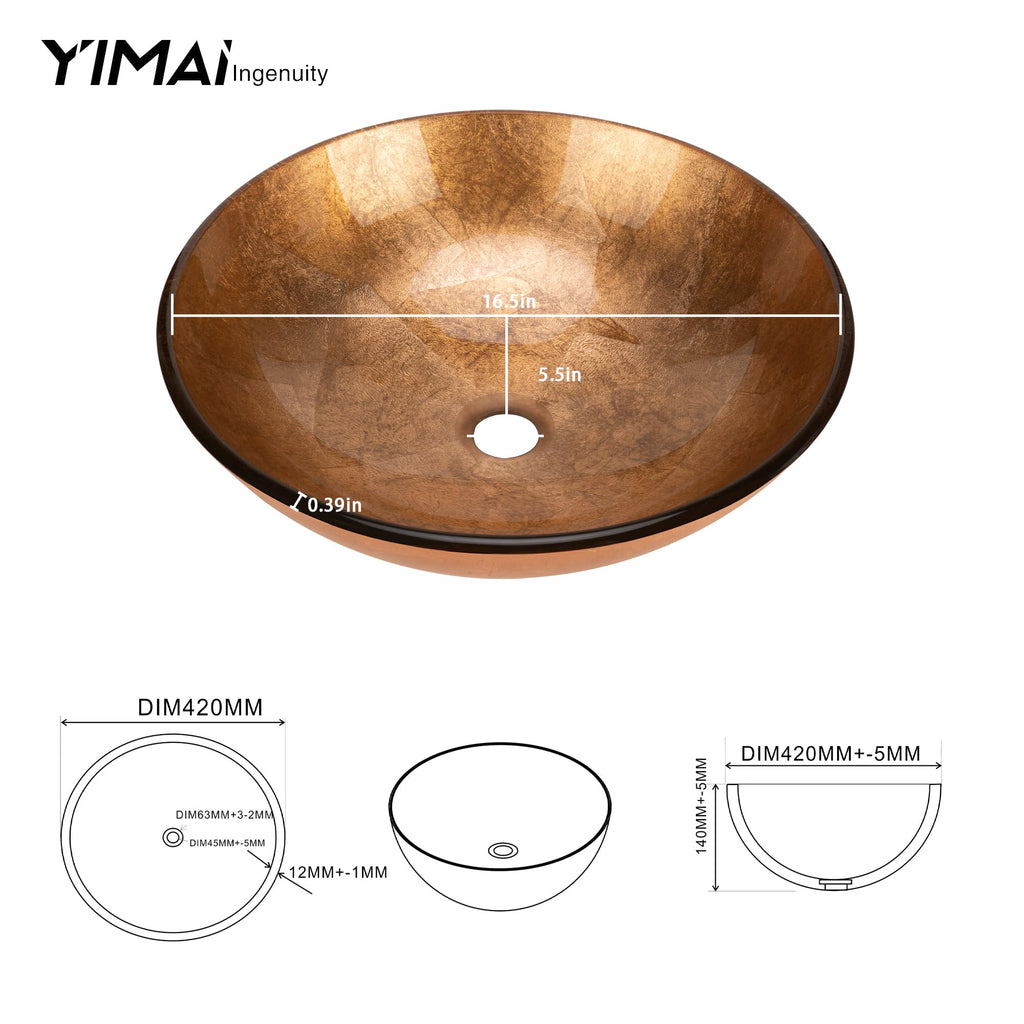 Design Vessel Sink Concrete Bathroom Sink above Counter Small Vessel Sink Bathroom Sink Bowl Countertop Modern Sinks with Faucet and Drain Combo 15.7" Round Gray