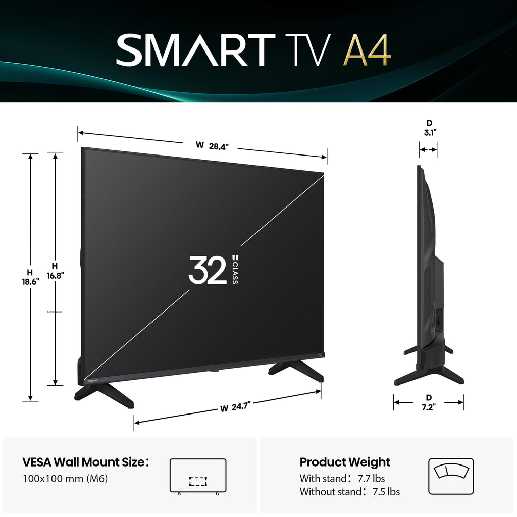 Hisense 32-Inch Class A4 Series FHD 1080p Smart Fire TV (32A4NF, 2025 Model) - DTS Virtual: X, Slim Bezel Design, Alexa Built in