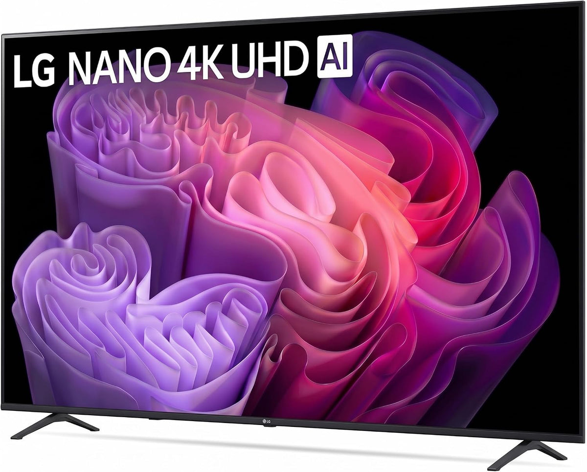 LG 85-Inch Nano 4K UHD AI Smart TV Alpha 7 Gen9 Processor, 4K Super Upscaling, HDR10 Pro, Filmmaker Mode, webOS 26, Game Optimizer, ALLM Bundle with Deco Gear Wall Mount, Surge Protector & Cables