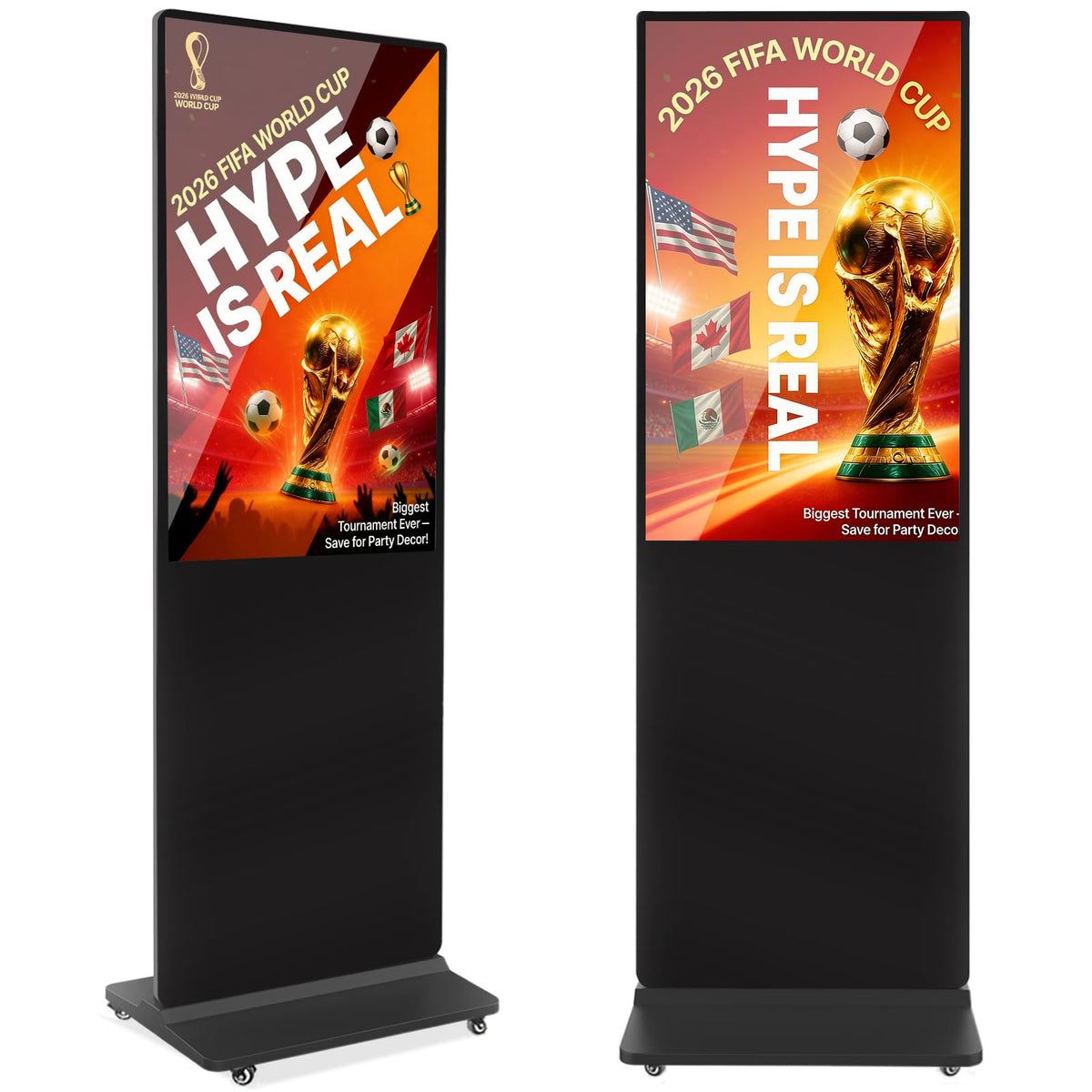 32 inch Indoor Digital Signage LCD Screen IPS Floor Standing Digital Kiosks Interactive Displays with WiFi HDMI/USB Input Auto AD Player, Android OS Black