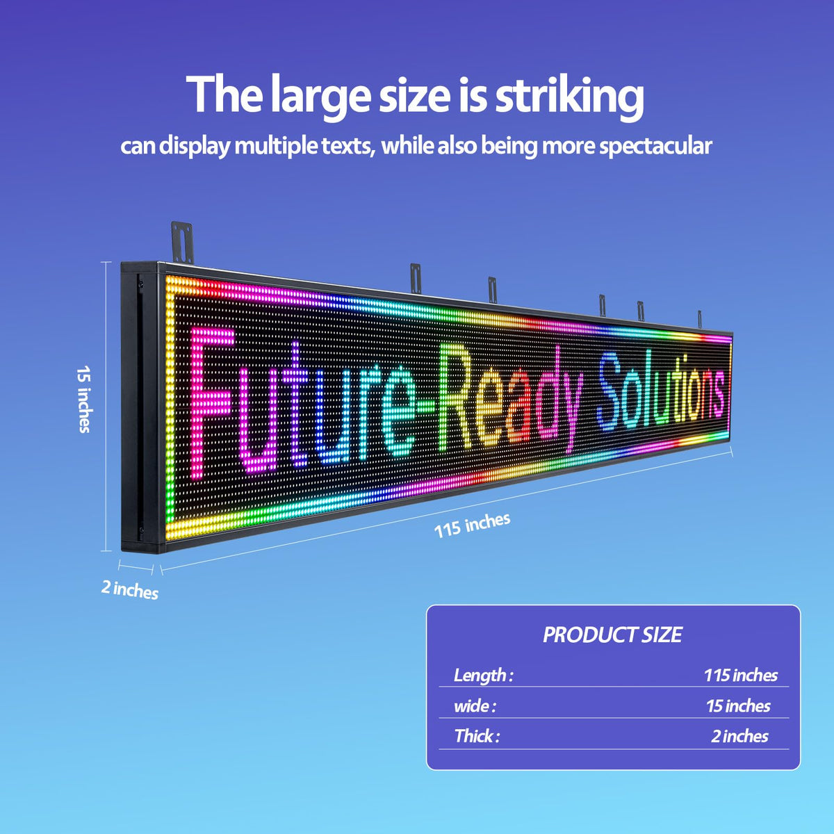 Programmable LED Sign Outdoor Full Color â 39"x8" Scrolling Message Board, Custom Digital Advertising Display, WiFi Control, High Brightness Neon Business Sign for Store, Bar, Restaurant