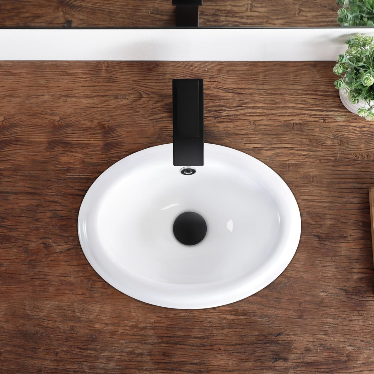 Bathroom Vessel Sink 16.7" X 12.6" Semi Recessed Bathroom Sink Rectangular Drop In Bathroom Sinks with Overflow White Ceramic Vessel Sinks for Bathroom Modern Above Counter Basin Vanity Sink