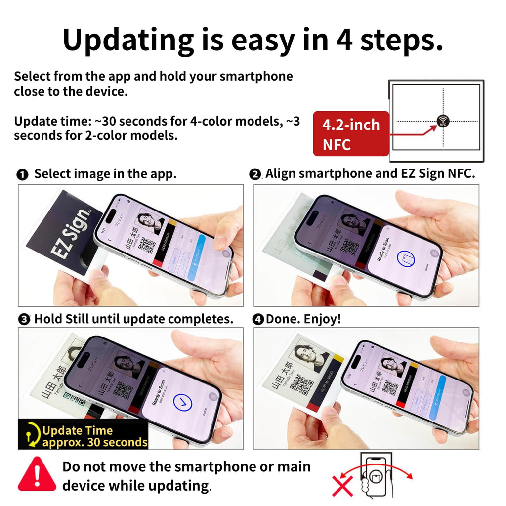 [Santek] EZ Sign NFC E-Paper Display â No Battery, Ultra-Thin 0.13â, Rewritable 4-Color Digital Display, App-Controlled (iOS/Android/PC), IP65 (Silver, 2.9" 6pcs, No Stand and Clip Included)