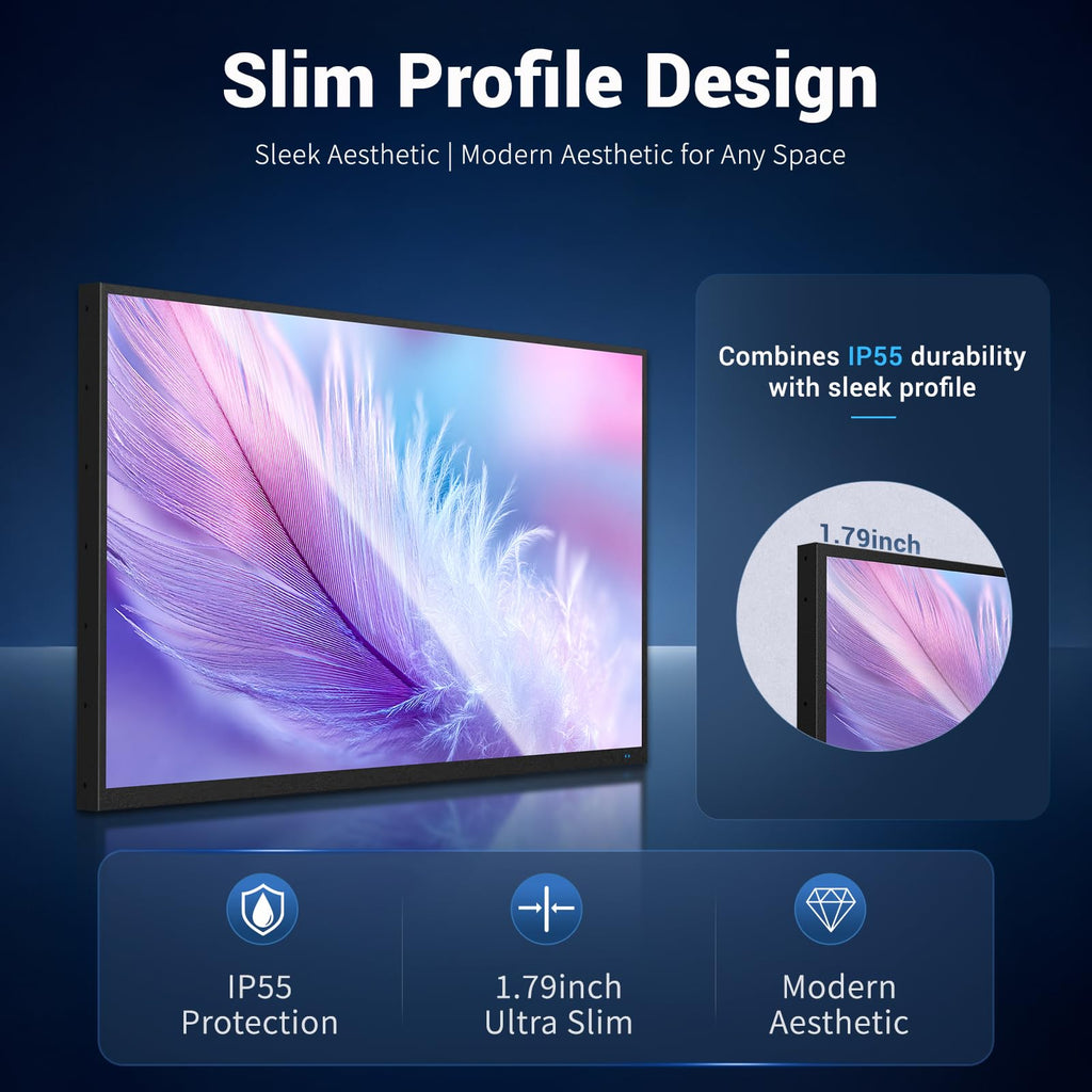 55 Inch Outdoor TV, 2000 Nits Ultra Bright 4K UHD Weatherproof Television, IP55 Waterproof Smart Outside TV with WebOS for Sunlight, Backyard, Poolside, Deck & Patio