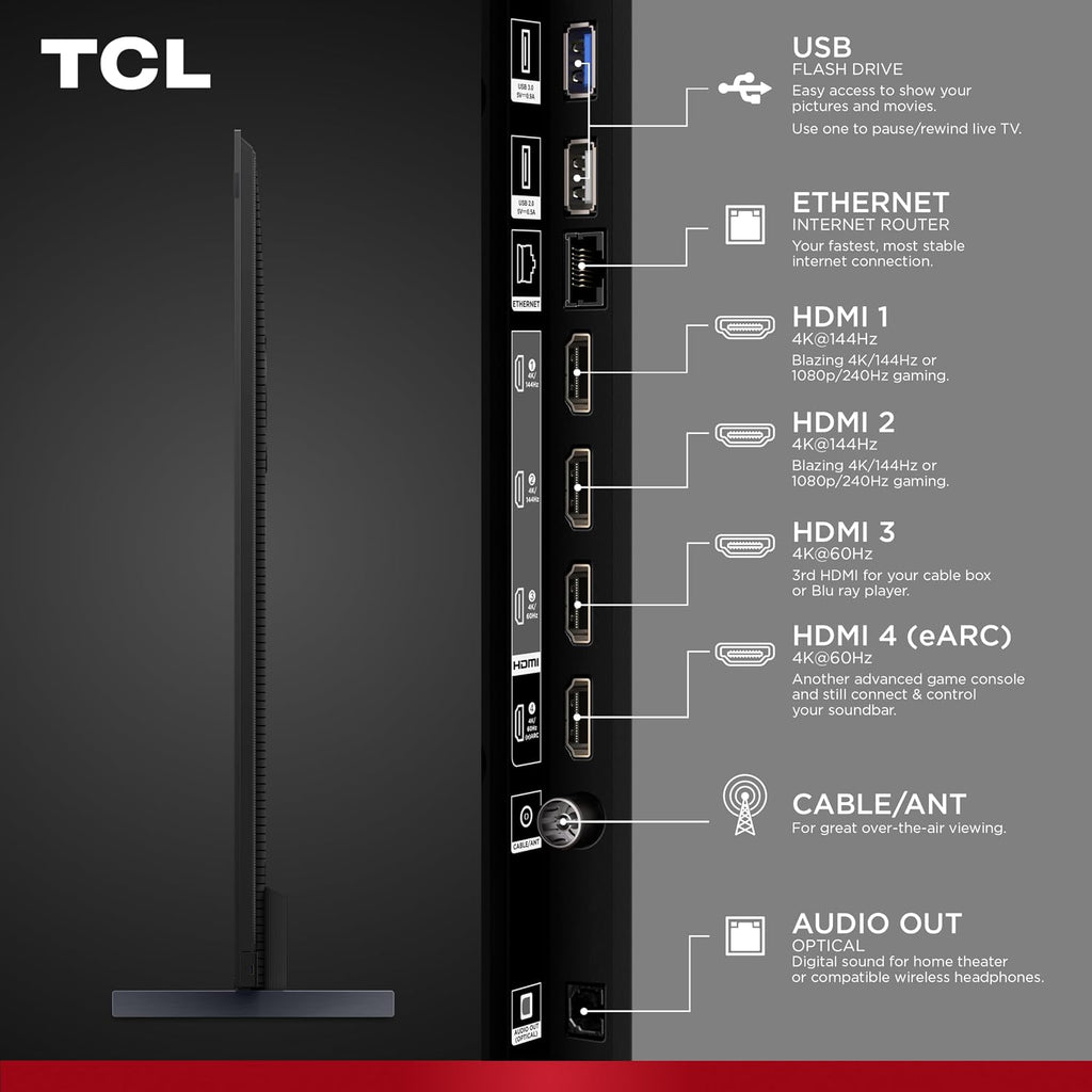 TCL 98-Inch Q65 QLED 4K UHD Smart TV with Google TV (98Q651G, 2024 Model) Dolby Vision, Dolby Atmos, HDR Pro+, Game Accelerator Enhanced Gaming, Voice Remote, Works with Alexa, Streaming Television