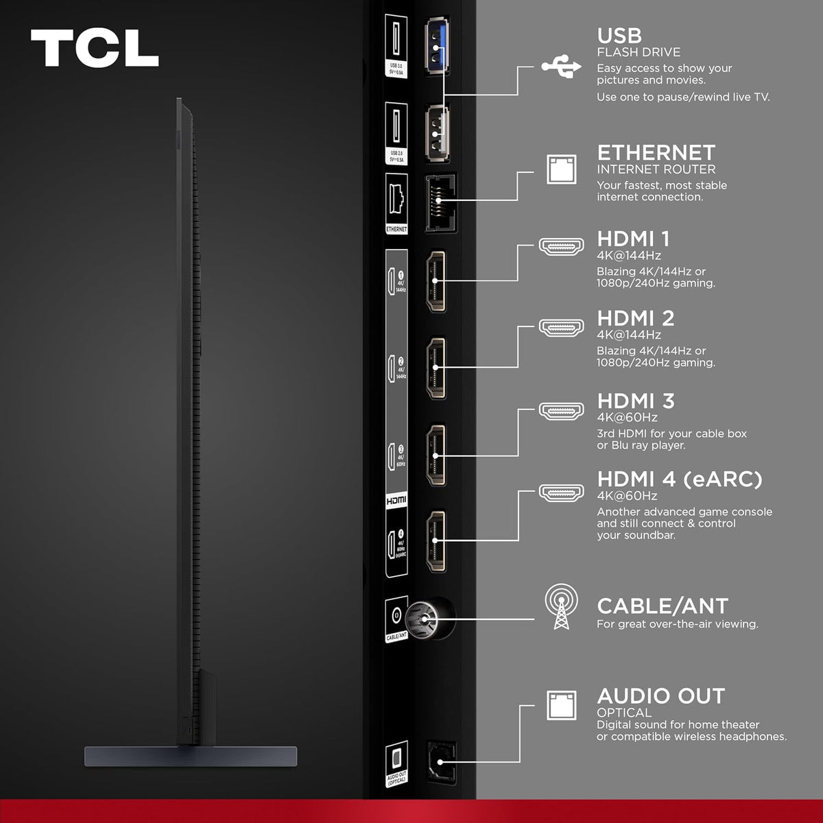 TCL 98-Inch Q65 QLED 4K UHD Smart TV with Google TV (98Q651G, 2024 Model) Dolby Vision, Dolby Atmos, HDR Pro+, Game Accelerator Enhanced Gaming, Voice Remote, Works with Alexa, Streaming Television