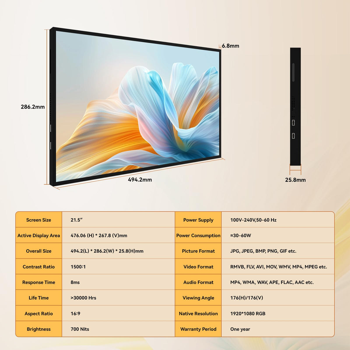 50" Digital Signage Display 1000-Nit 4K UHD Commercial Screen