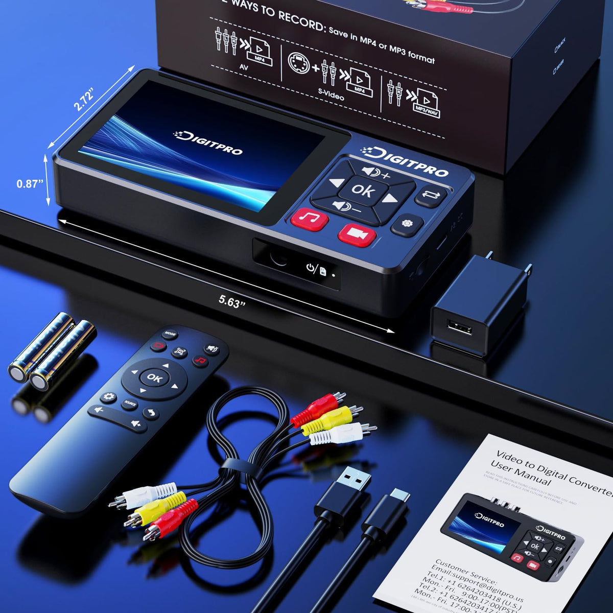 VHS to Digital Converter, HD Video to Digital Converter Recorder with Remote, Convert Record Analog Video Audio from VHS/VCR, DVR/DVD/Hi8/Mini DV/Camcorder/Gaming Consolesï¼Tapes Players Needed)