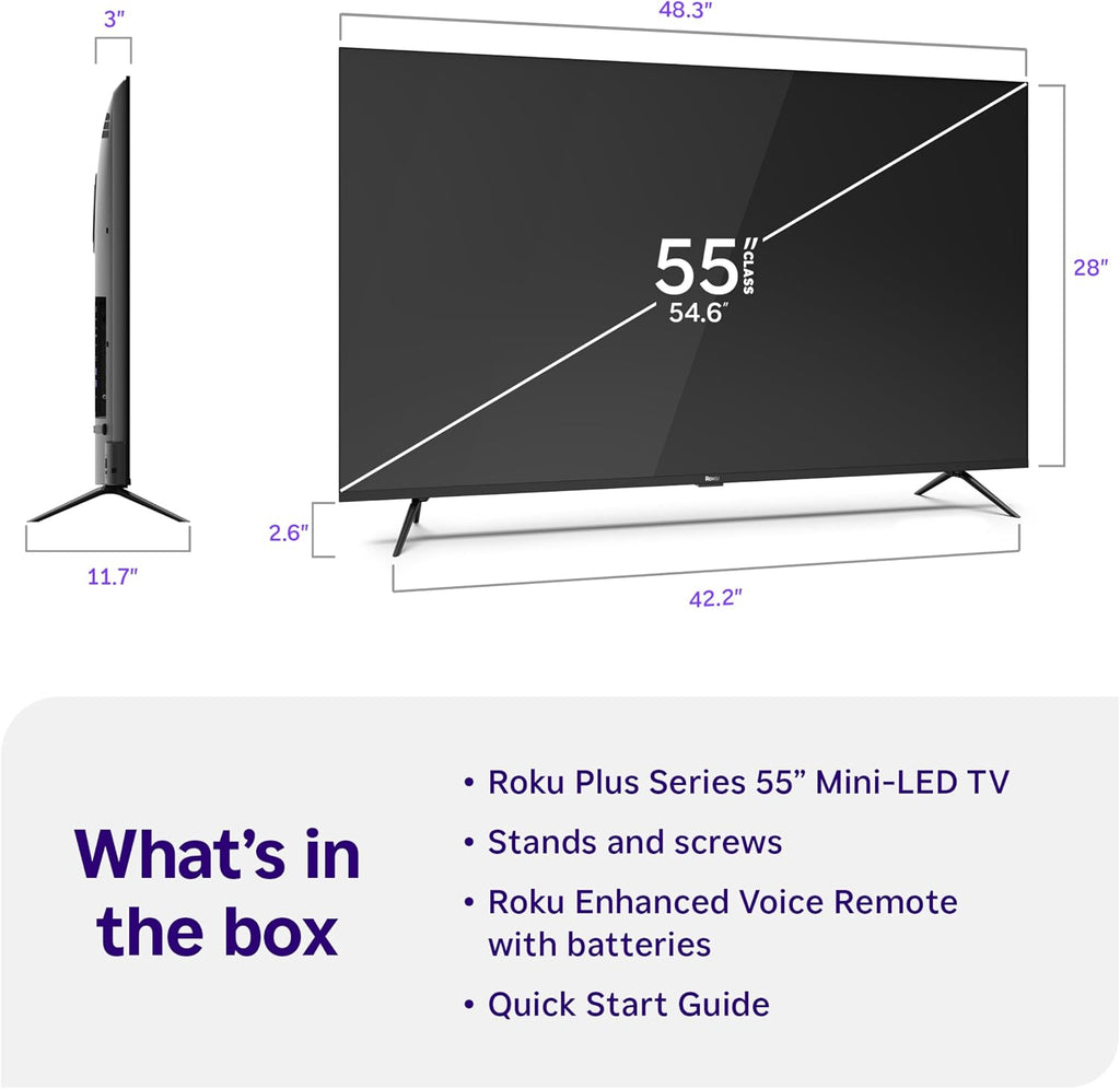 Roku 55-Inch Plus Series Smart TV - 4K QLED Mini-LED TV - RokuTV