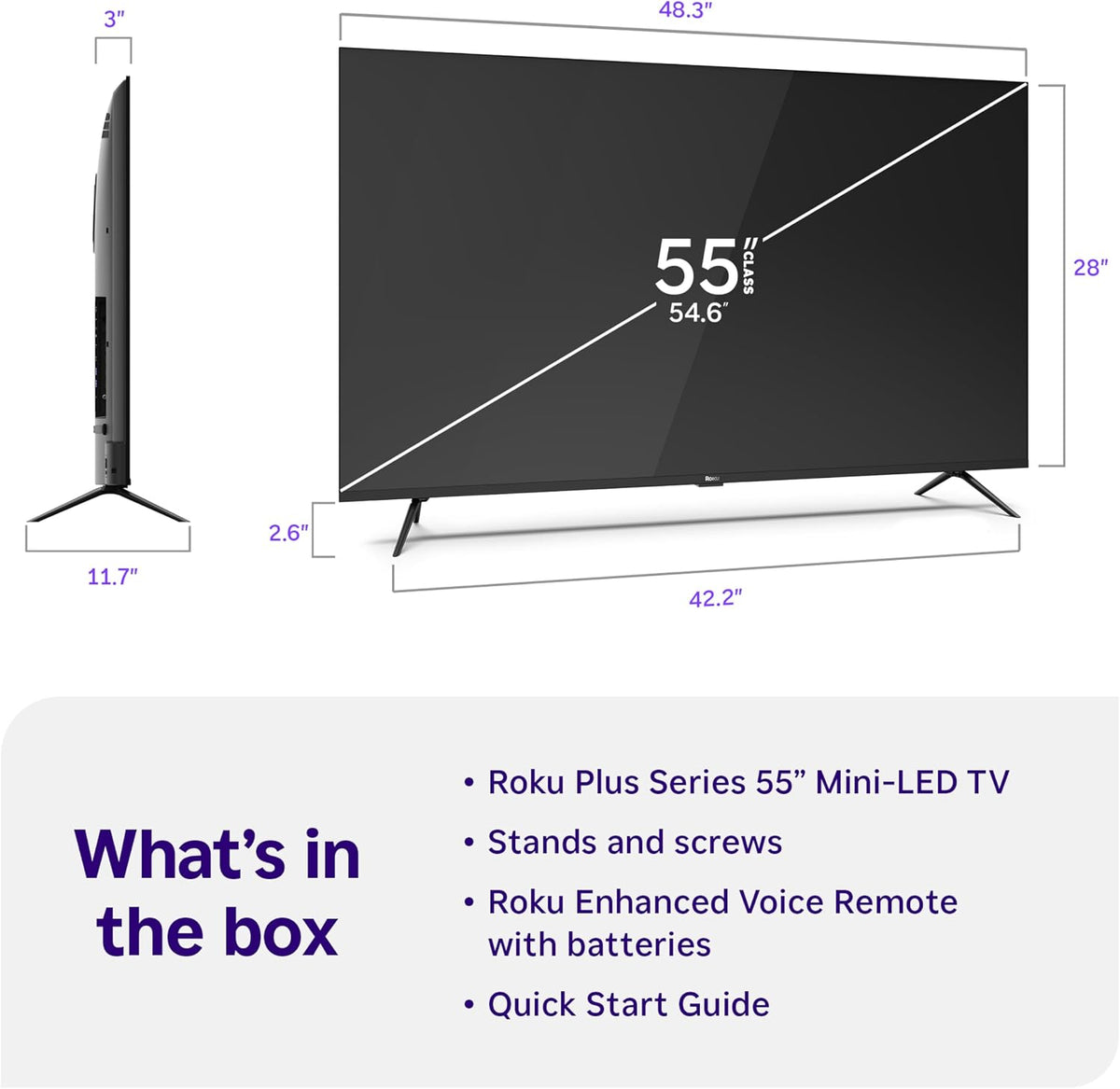 Roku 55-Inch Plus Series Smart TV - 4K QLED Mini-LED TV - RokuTV