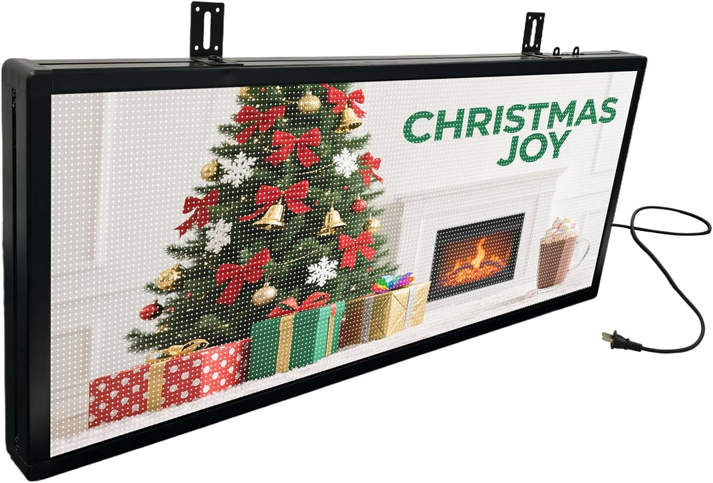 P3 Full Color Programmable LED Sign, IP65 Outdoor, WiFi Control, Support Custom Video, Electronic Message Board for Business, 40''Ã17''