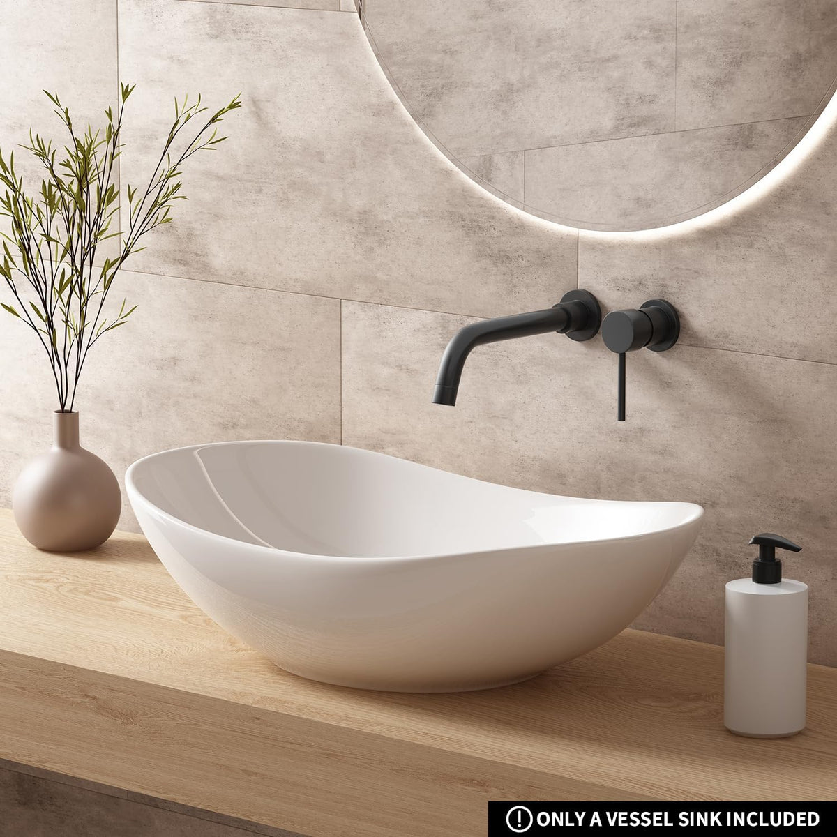 Large Bathroom Vessel Sinks: 24â³x14â³ Oval Bathroom Sink Bowl, Countertop Bathroom Sinks Ceramic Bathroom Vanity Sink Modern Vessel Sinks for Bathrooms