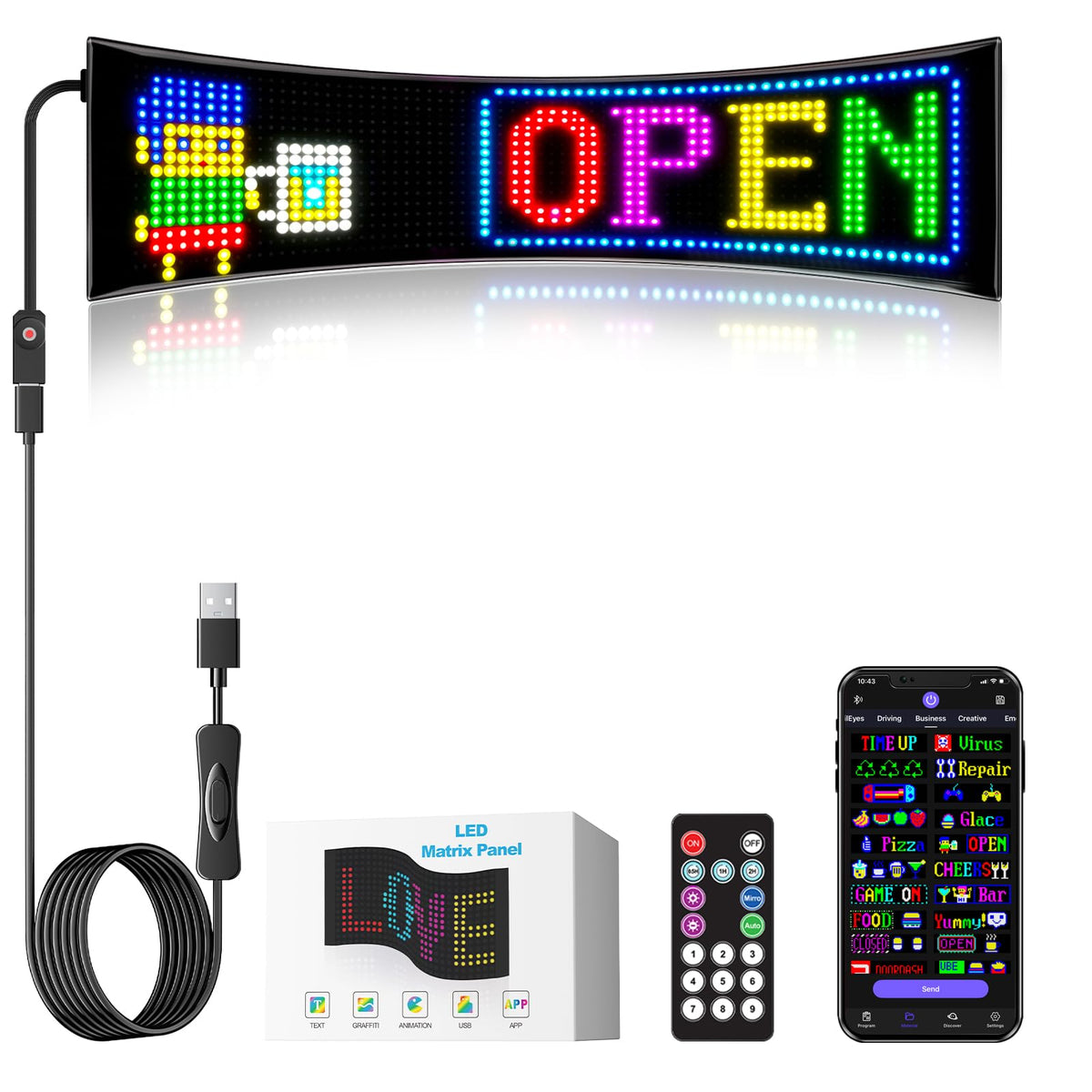 LED signs for business,APP control DIY text,LED window ads display screen